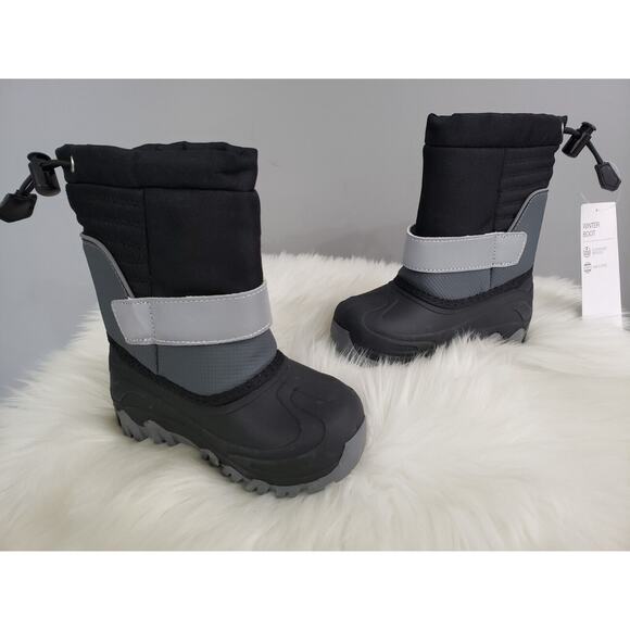 NEW SIZE 9‎ TODDLER KIDS boy girl black gray Water Resistant Shell Winter Boot - Picture 1 of 5